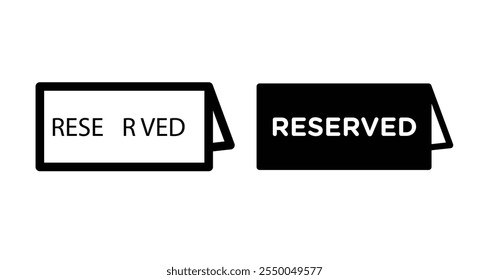 Reserved Icon set in black filled and line.