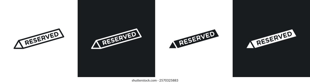 Reserved icons vectors set in black. line and flat versions