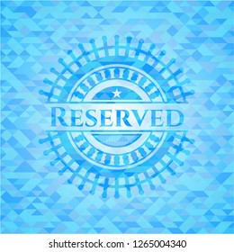 Reserved light blue emblem with mosaic background