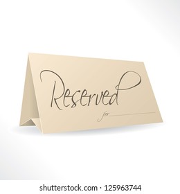 Reserved note with place for name on white background