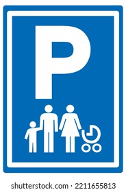 Reserved Parking For Families With Children, Road Sign, Vector