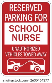 Reserved parking for nurse only sign