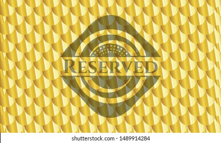 Reserved shiny golden emblem. Scales pattern. Vector Illustration. Detailed.