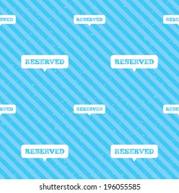 Reserved sign icon. Speech bubble symbol. Seamless diagonal lines texture. Blue grunge texture background. Vector