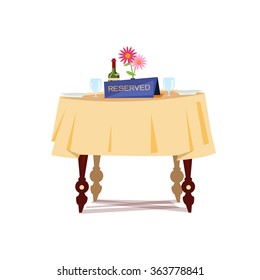 Reserved sign on the table in restaurant. Reserved Table concept - vector illustration