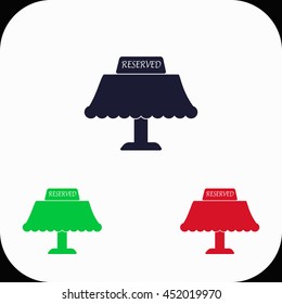 Reserved table Illustration set. Blue, green, red icon.