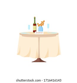 Reserviert in einem Restaurant. Das Konzept des individuellen Service, die Buchung eines persönlichen Ortes. Elegantes Illustrationsdesign für Cafés, Restaurants, Webseiten.
