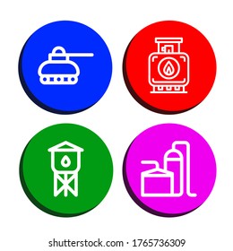 reservoir icon set. Collection of Tank, Water tower, Storage tank icons