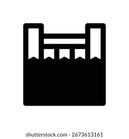 Reservoir. Outlined stroke vector icon with black-filled details.