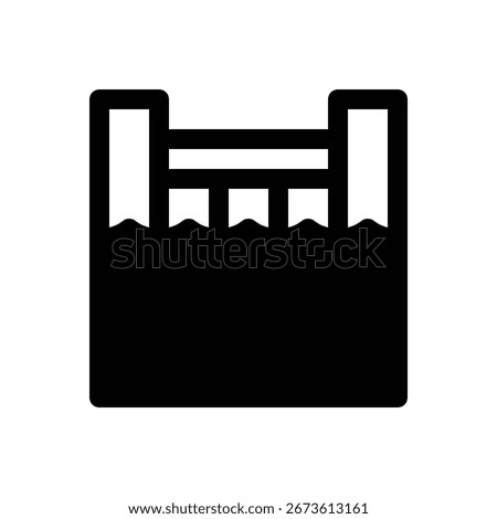 Reservoir. Outlined stroke vector icon with black-filled details.