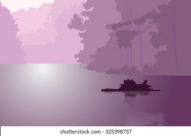 Reservoir Park in the morning, vector illustration