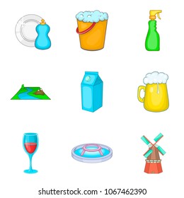 Reservoir storage icons set. Cartoon set of 9 reservoir storage vector icons for web isolated on white background