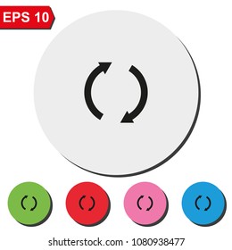 Reset button, reload arrows flat round colorful vector icon.