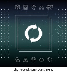 Reset button, reload arrows - halftone logo