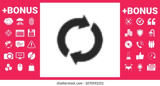 Reset button, reload arrows - halftone logo