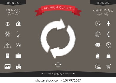 Reset button, reload arrows - halftone logo