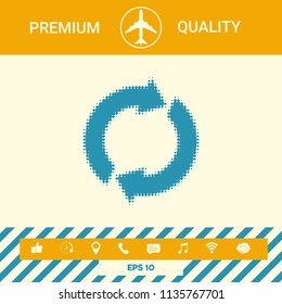 Reset button, reload arrows - halftone logo