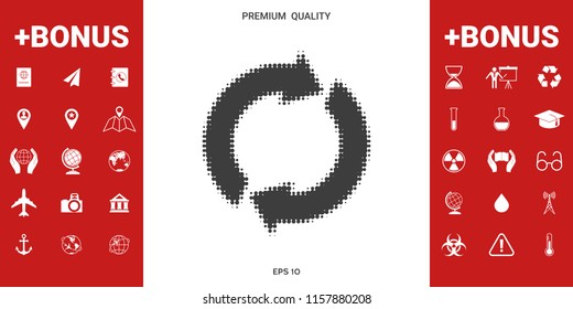 Reset button, reload arrows - halftone logo