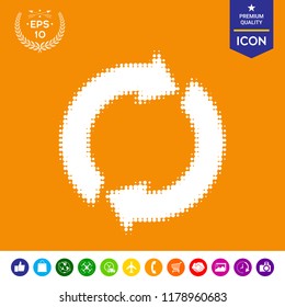 Reset button, reload arrows - halftone logo