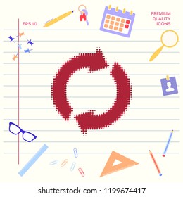 Reset button, reload arrows - halftone logo