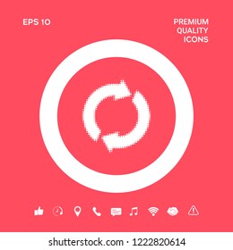 Reset button, reload arrows - halftone logo. Graphic elements for your design