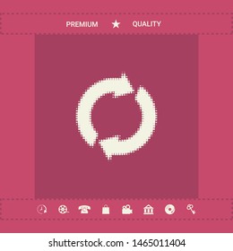 Reset button, reload arrows - halftone logo. Graphic elements for your design