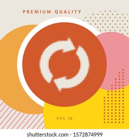 Reset button, reload arrows - halftone logo. Graphic elements for your design