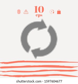 Reset button, reload arrows - halftone logo. Graphic elements for your design