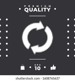 Reset button, reload arrows - halftone logo. Graphic elements for your design