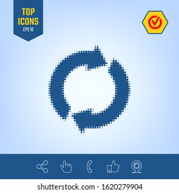 Reset button, reload arrows - halftone logo. Graphic elements for your design