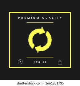 Botón Restablecer, recargar flechas - logotipo de medio tono. Elementos gráficos para el diseño