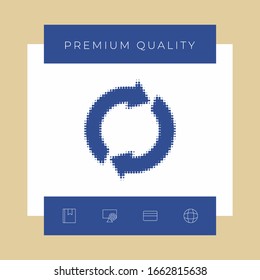 Reset button, reload arrows - halftone logo. Graphic elements for your design