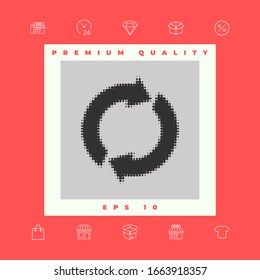 Reset button, reload arrows - halftone logo. Graphic elements for your design