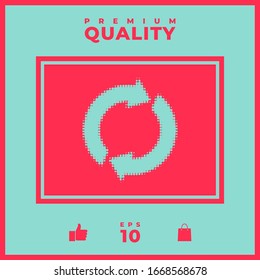 Reset button, reload arrows - halftone logo. Graphic elements for your design