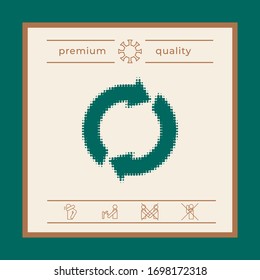 Reset button, reload arrows - halftone logo. Graphic elements for your design