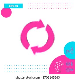 Reset button, reload arrows - halftone logo. Graphic elements for your design