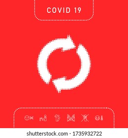 Reset button, reload arrows - halftone logo. Graphic elements for your design