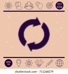 Reset button, reload arrows - halftone logo