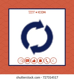 Reset button, reload arrows - halftone logo