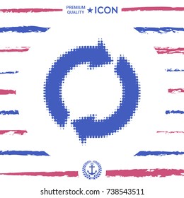 Reset button, reload arrows - halftone logo