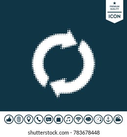 Reset button, reload arrows - halftone logo