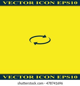 Reset button, reload arrows icon. Flat illustration.