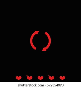 Reset button, reload arrows icon.