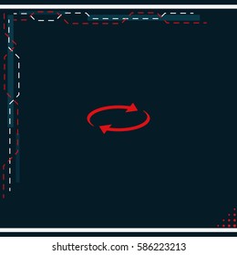 Reset button, reload arrows icon. Flat illustration.