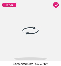 Reset button, reload arrows icon. Flat illustration.