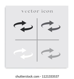 Reset button, reload arrows symbol flat black and white vector icon.