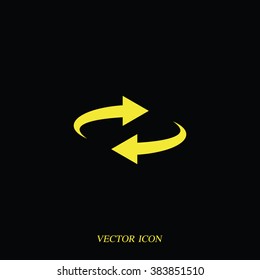 Reset button, reload arrows symbol. Flat illustration.