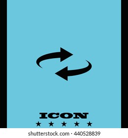 Reset button, reload arrows symbol. Flat illustration.