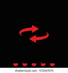 Reset button, reload arrows symbol. Flat illustration.