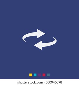 Reset button, reload arrows symbol. Flat illustration.